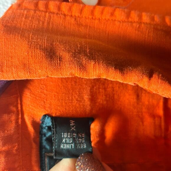 Polo Ralph Lauren Orange Linen Blend Shirt Mens Sz S Long Sleeve Utility Casual - Picture 6 of 9